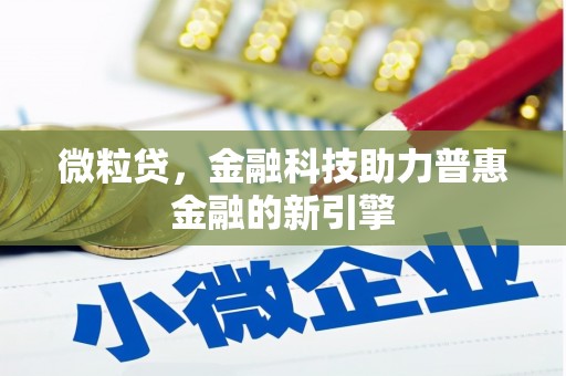 吉水微粒贷，金融科技助力普惠金融的新引擎