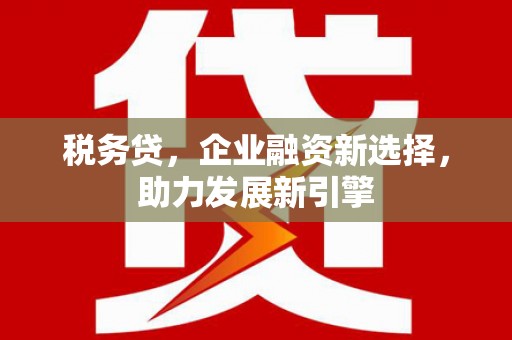 阿莲税务贷，企业融资新选择，助力发展新引擎