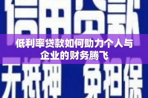 南城低利率贷款如何助力个人与企业的财务腾飞